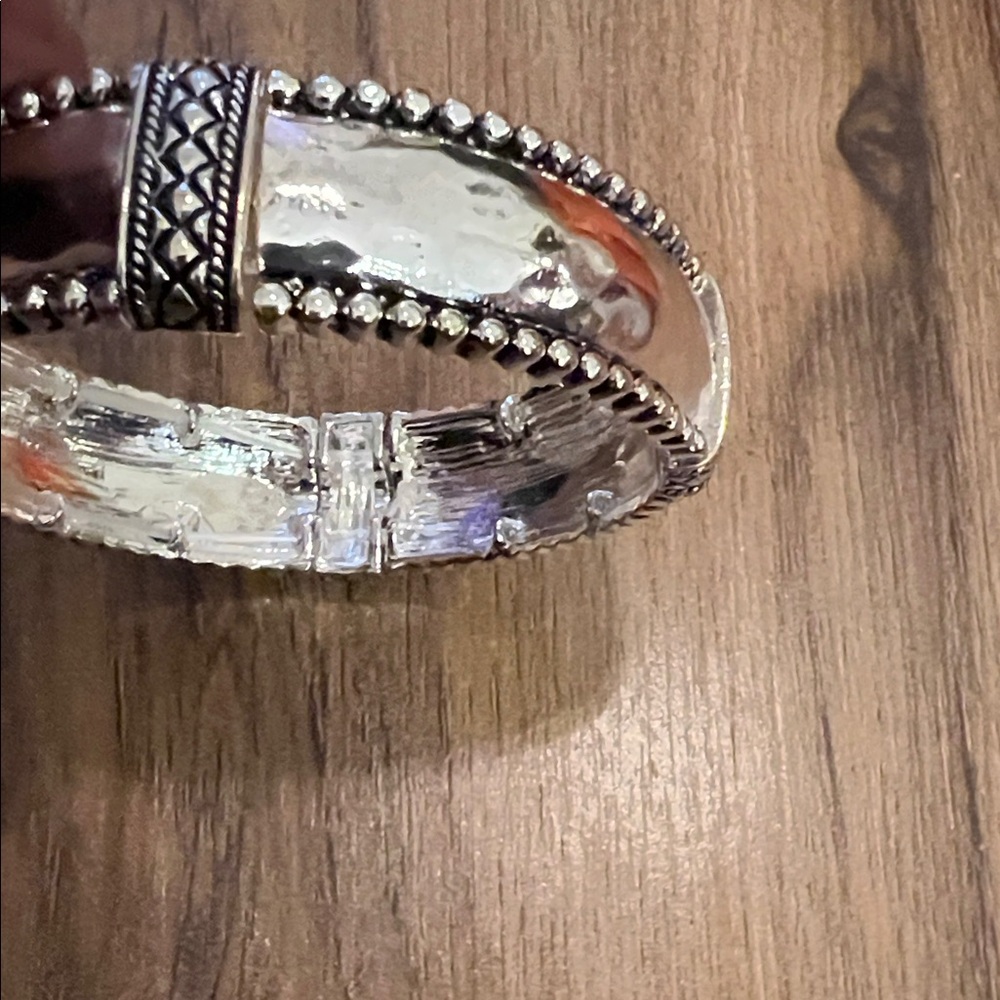 Silver-Tone Beaded Statement Bangle Bracelet - Wo… - image 3